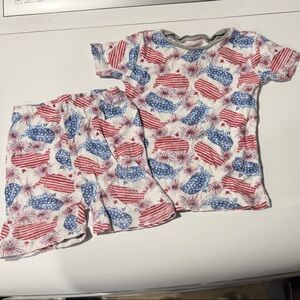 Toddler 2T Patriotic Red & Blue Flag Print Shorts Set